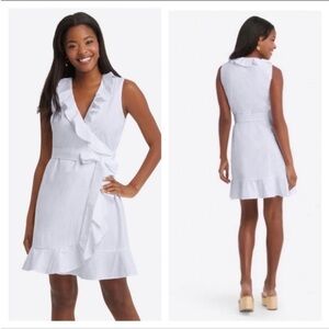 Draper James Reba Wrap Dress in Seersucker Magnolia White - Size 10